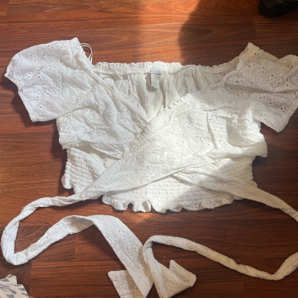 White crossover lace top